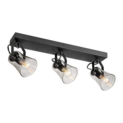 Home Sweet Home Moderner LED Deckenleuchte | Edge | 48/10/18.5cm | Schwarz | Deckenstrahler 3 Flammig | Glas und Metall | Dimmbar | inkl. LED-Leuchtmittel | E14 4W 400lm | warmweißes Licht von home sweet home collection