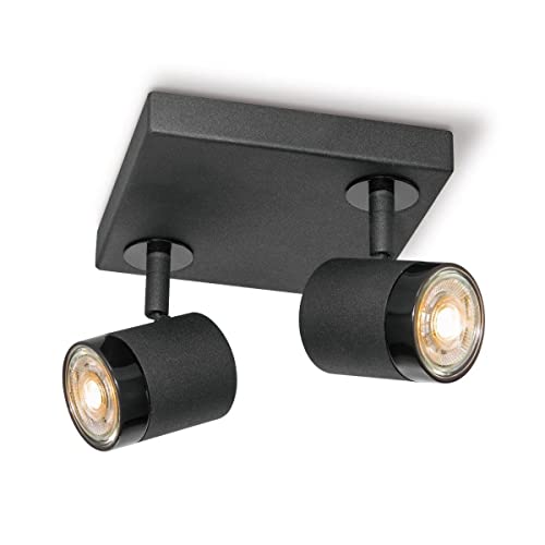 Home Sweet Home Moderner LED Deckenleuchte | Manu | 16/16/15cm | Schwarz | Deckenstrahler 2 Flammig | Metall | Dimmbar | inkl. LED-Leuchtmittel | GU10 | 5W | 390lm | warmweißes Licht von home sweet home collection