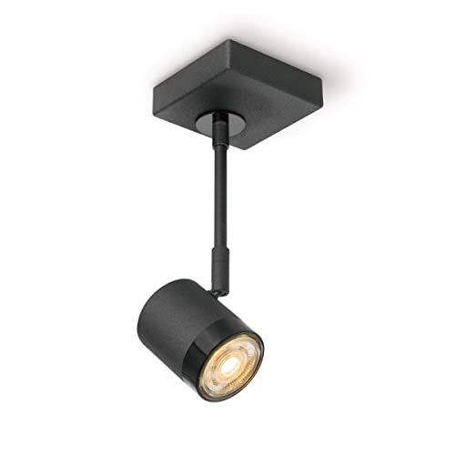 Home Sweet Home Moderner LED Deckenleuchte | Manu | 9.5/9.5/25cm | Schwarz | Wand Spot | Metall | Dimmbar | inkl. LED-Leuchtmittel | GU10-Fassung | 5W | 390lm | 3000K | warmweißes Licht von home sweet home collection