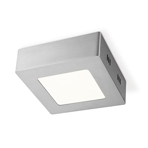 Home Sweet Home Moderner LED Deckenleuchte | Ska | Quadrat | 12/12/3.6cm | Matt-Nickel | Deckenstrahler aus Metall gemacht | LED integriert | 6W | 500lm | 3000K | warmweißes Licht von home sweet home collection