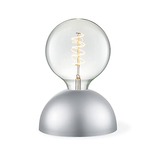 Home Sweet Home Moderner Tischlampe Bumb | 17/17/9,5cm | Silber | Nachttischlampe | geeignet für E27 LED Glühbirnen | mit Schnurzwischenschalter | geeignet für Wohnzimmer, Schlafzimmer von home sweet home collection