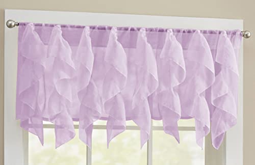 Sweet Home Collection Veritcal Küchen-Vorhang, durchsichtig, mit Rüschen, Wasserfall, für Fenster, Lavendel, Valance Only von Sweet Home Collection