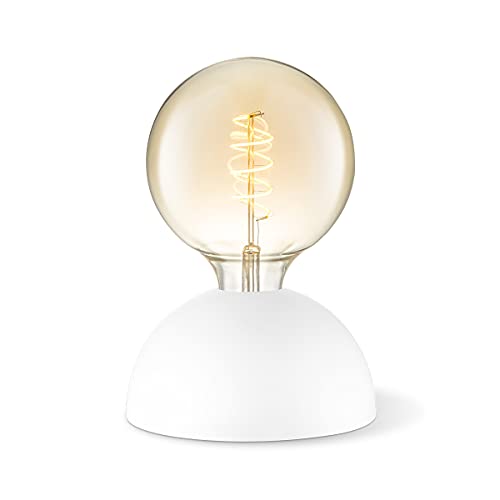 Home Sweet Home Moderner Tischlampe Bumb | 17/17/9,5cm | Weiß | Nachttischlampe | geeignet für E27 LED Glühbirnen | mit Schnurzwischenschalter | geeignet für Wohnzimmer, Schlafzimmer von home sweet home collection