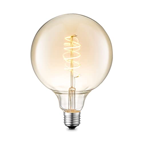 Home Sweet Home Edison Vintage E27 | LED-Filament-Leuchtmittel Globe | G125 Spiral LED-Lampe | Ambra | Dimmbar | 4W 280lm 2700K | warmweißes Licht | für E27-Fassungen von home sweet home collection