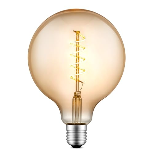 Home Sweet Home Edison Vintage E27 | LED-Filament-Leuchtmittel Globe | G125 Spiral LED-Lampe | Ambra | Dimmbar | 4W 280lm 2700K | warmweißes Licht | für E27-Fassungen von home sweet home collection