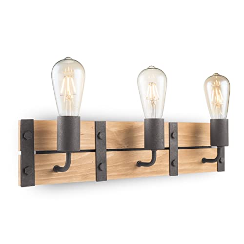 Home Sweet Home Industrieller Wandlampe Denton | 55/11/13cm | Anthrazit | Wandlampe aus Holz | geeignet für E27 LED Lichtquelle | Wandlampe geeignet für Wohnzimmer, Schlafzimmer von home sweet home collection