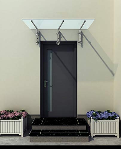 250 x 90 cm (3 Haltestangen) Glasvordach Milchglas Vordach Türvordach Türdach Haustür Satiniert Glas Edelstahl VSG von home-systeme