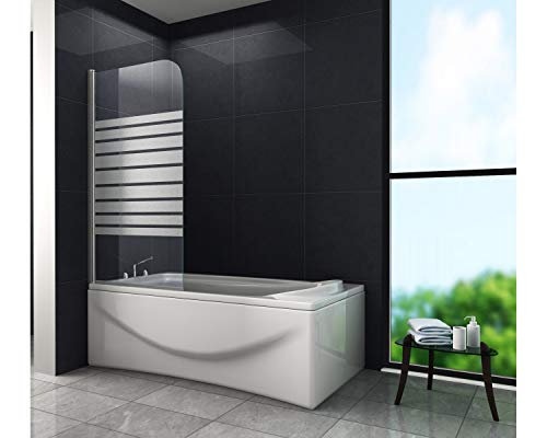 Duschtrennwand ELIO – FROST 80 x 140cm Badewannenabtrennung Badewanne Duschwand Dusche Glas von home-systeme