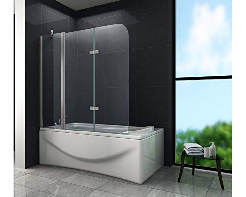 home-systeme Duschtrennwand ULTIMO 150 x 140cm Faltbar Badewannenabtrennung Duschwand Dusche Glas von home-systeme