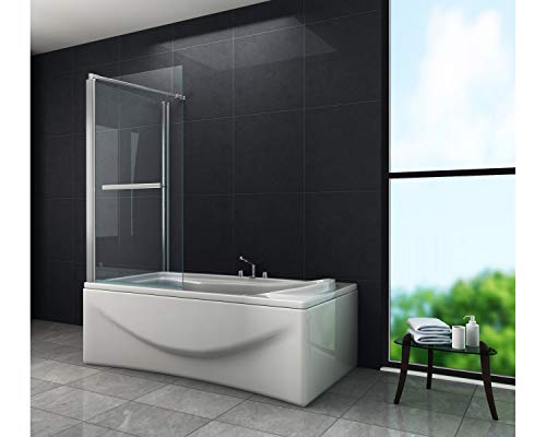 home-systeme Duschtrennwand DUBLIN 70 Faltbar Badewannenabtrennung Duschwand Dusche Glas Chrom Aluminium, Gehärtetes Glas von home-systeme