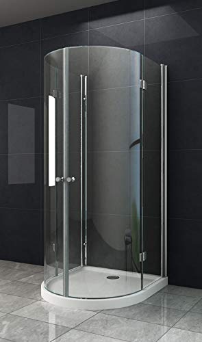 Faltbare U Form Duschkabine Dusche CESAR 80 x 80 x 200cm / 6 mm/mit Duschtasse und Siphon von home-systeme