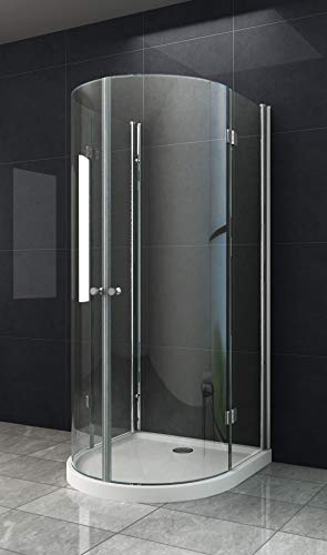 home-systeme Faltbare U Form Duschkabine Dusche 90 x 90 x 200cm / 6 mm / Silber / mit Duschtasse und Siphon von home-systeme