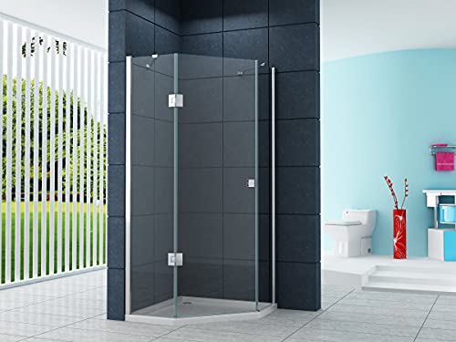 Fünfeck-Duschkabine Pentalo 90 x 90 x 200 cm mit Duschtasse und Siphon/Dusche Duschwand von home-systeme