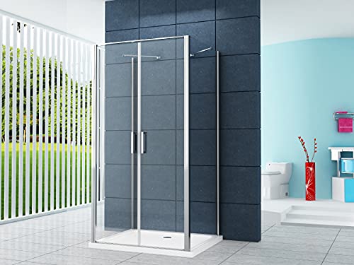 Home Systeme - U Form Duschkabine Dusche Aron 100 x 100 x 200 cm / 8 mm/mit Duschtasse und Siphon von home-systeme