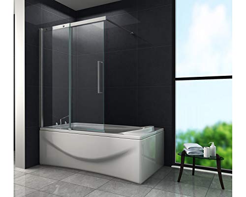 Schiebetür-Duschtrennwand ENO 120 x 150cm Badewannenabtrennung Badewanne Duschwand Dusche Glas von home-systeme
