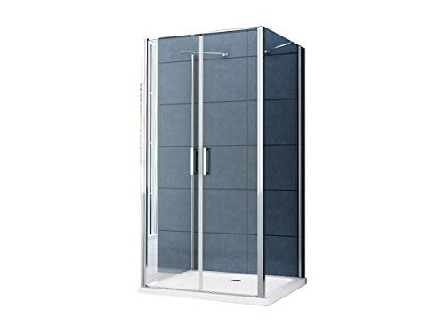 home-systeme U Form Duschkabine Aron 90 x 75 x 200 cm / 8 mm / Verchromt / Aluminium, Messing, Glas / Modern / Freistehend von home-systeme