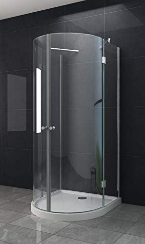 U Form Duschkabine Dusche BEN 100 x 100 x 200cm / 6 mm/mit Duschtasse und Siphon von home-systeme