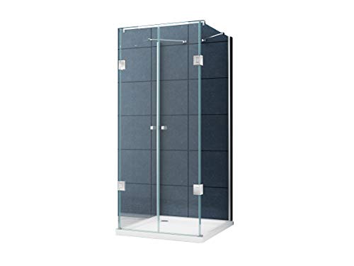 home-systeme U Form Duschkabine Benito 90 x 90 x 180cm / 8 mm / ohne Duschtasse - Aluminium, Gehärtetes Glas, Silver von home-systeme
