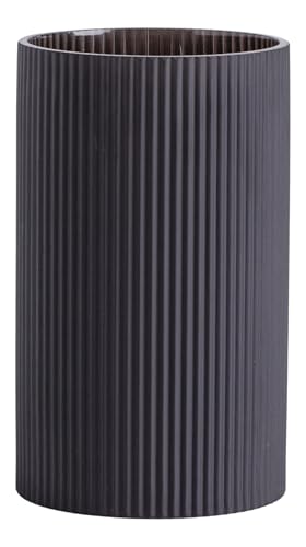 Home&You - Vase Veer, Glasvase, Gerippte Blumenvase, Dekovase, Bodenvase, Tischdeko, Moderne Dekoration, Wohnzimmerdeko, 25 x x 14.5 cm, Glas - Schwarz von home&you