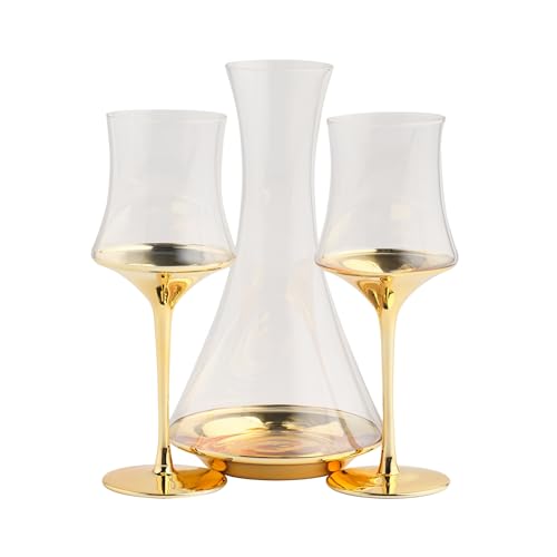 home&you - Gläser und Karaffe Set Helena 1.3l, Glaskaraffe 2 Gläsern, Wasserkaraffe, Karaffe mit Deckel, Glaskrug, Wasserkrug, Saftkaraffe, Weinkaraffe - Gold home&you - Gläser und Karaffe Set Helena 1.3l, Glaskaraffe 2 Gläsern, Wasserkaraffe, Karaffe mit Deckel, Glaskrug, Wasserkrug, Saftkaraffe, Weinkaraffe - Gold von home&you
