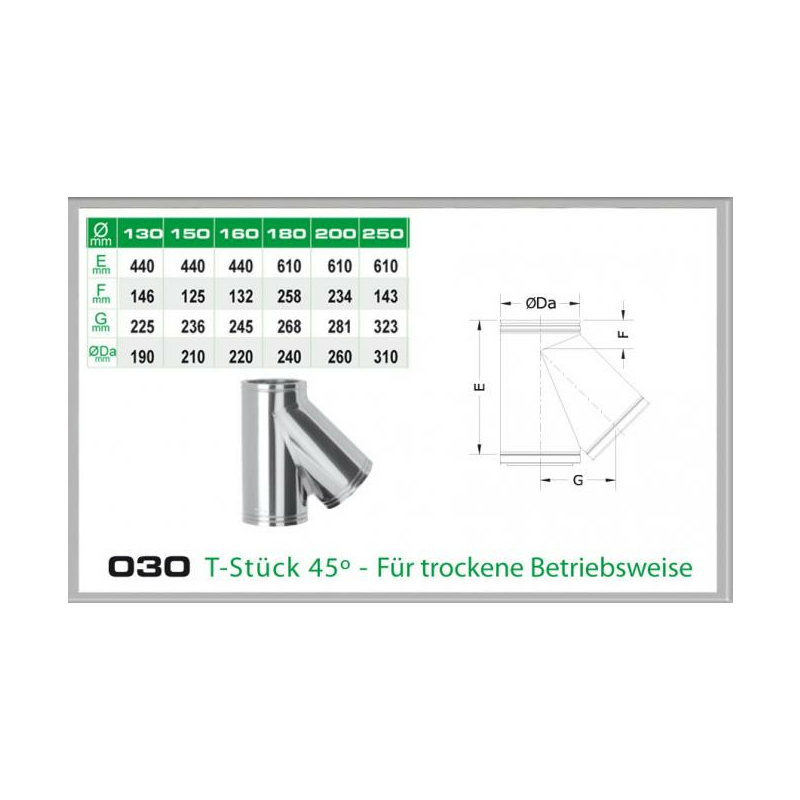 030/DN130 DW T-Stück 45 für trockenen Betrieb Dinak von KaminStore24