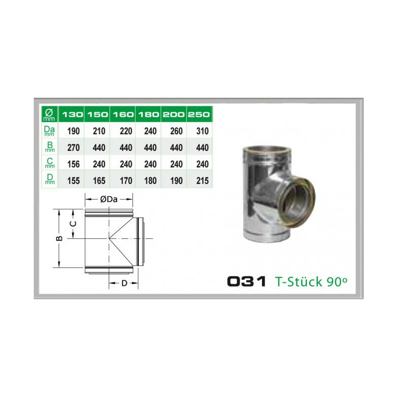 031/DN180 DW6 T-Stück 90° Dinak von KaminStore24