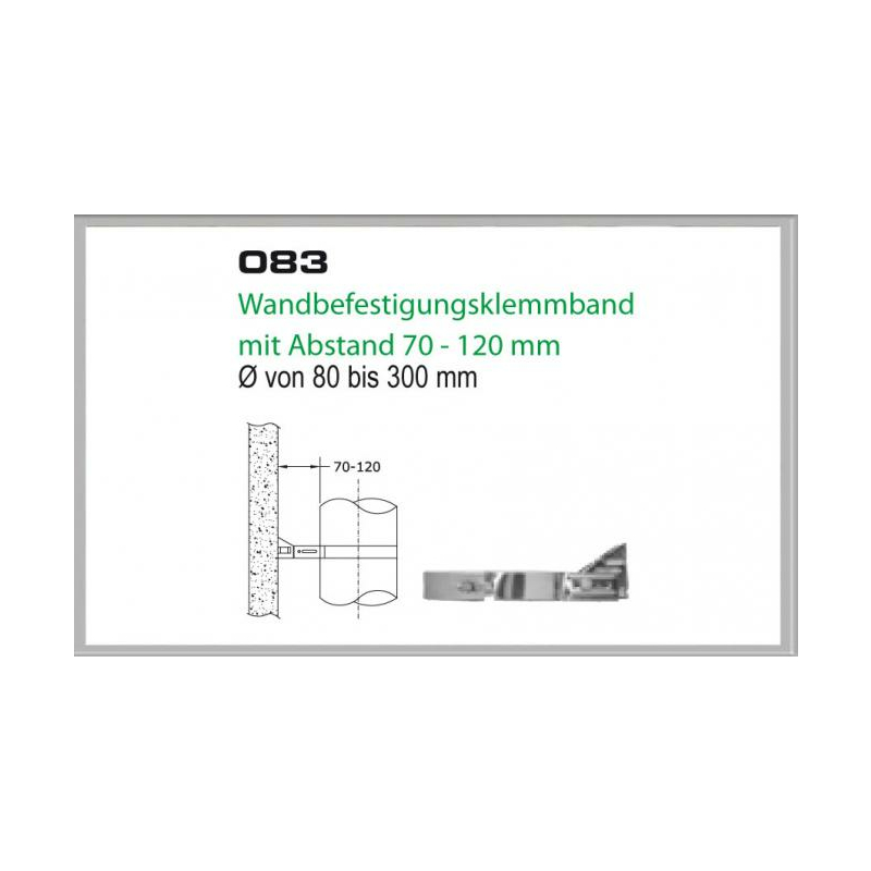 083/DN130 DW Wandbefestigungsklemmband mit Abstand 70-120 mm Dinak von KaminStore24