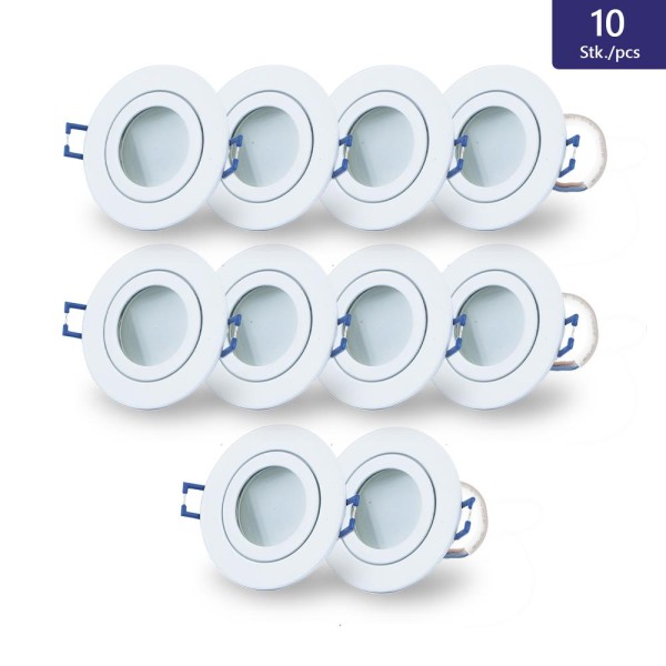 10x LED warm-weiß Decken Spot + weißes Gehäuse IP44