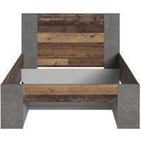 120x200 Bett CLIF von Forte Old-Wood Vintage / Beton