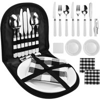 13-teiliges tragbares Picknick-Geschirr-Set, Camping-Geschirr-Set für 2 Personen, Edelstahl-Camping-Besteck-Set, Outdoor-Geschirr, Picknick-Set mit 13-teiliges tragbares Picknick-Geschirr-Set, Camping-Geschirr-Set für 2 Personen, Edelstahl-Camping-Besteck-Set, Outdoor-Geschirr, Picknick-Set mit