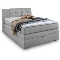 140x200 Boxspringbett inkl. Topper und Bettkasten Hellgrau
