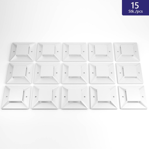 15 Stück Klebesockel für Kabelbinder 20x20mm Weiß