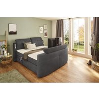 180x200 Boxspringbett inkl. TV-Halterung + LED Beleuchtung + USB-Anschluss H3/H3 MOVIE-STAR von Jockenhöfer Dunkelgrau