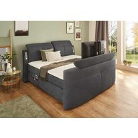 180x200 Boxspringbett inkl. TV-Halterung + LED Beleuchtung + USB-Anschluss H3/H4 MOVIE-STAR-MIX von Jockenhöfer Dunkelgrau
