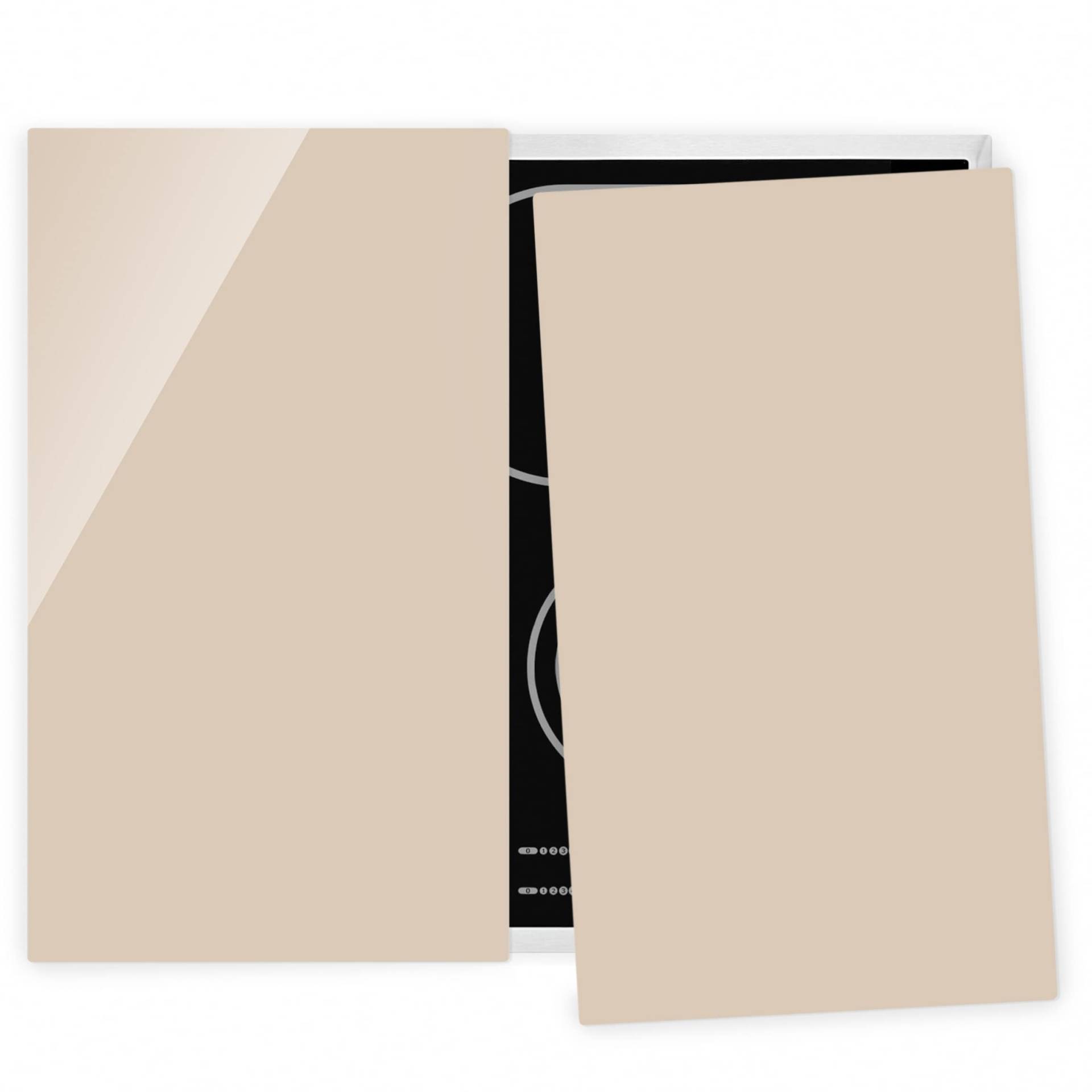 2-teilige Herdabdeckplatte Glas Macchiato