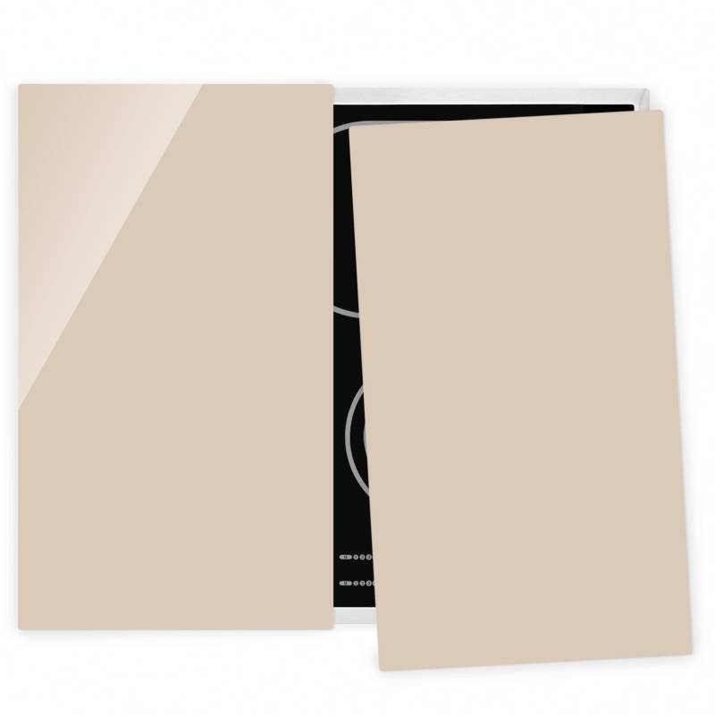 2-teilige Herdabdeckplatte Glas Macchiato