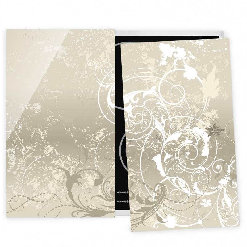 2-teilige Herdabdeckplatte Glas Perlmutt Ornament Design