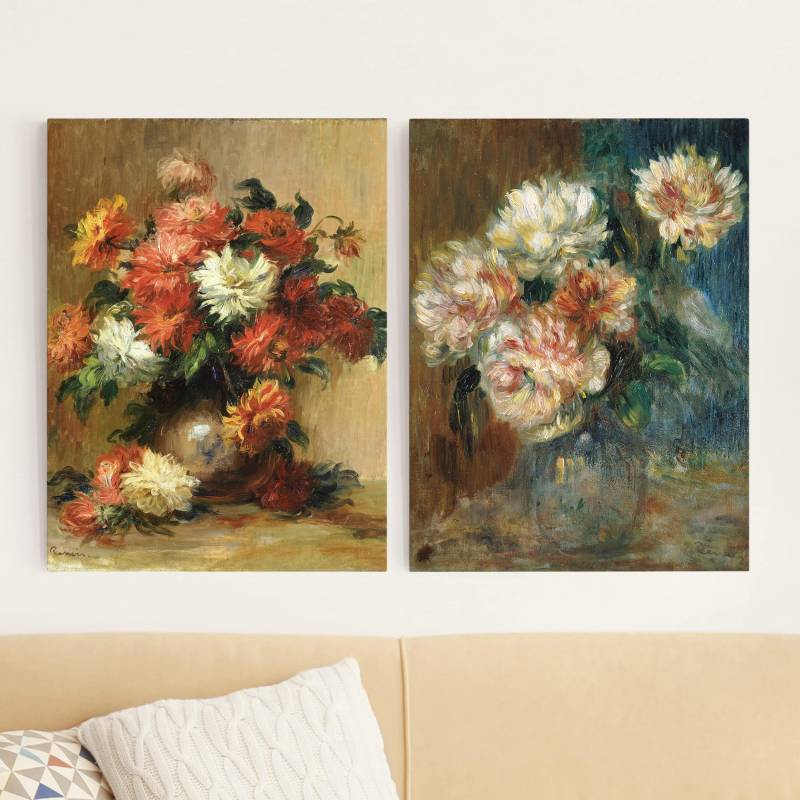 2-teiliges Leinwandbild - Hochformat Auguste Renoir - Blumenvasen
