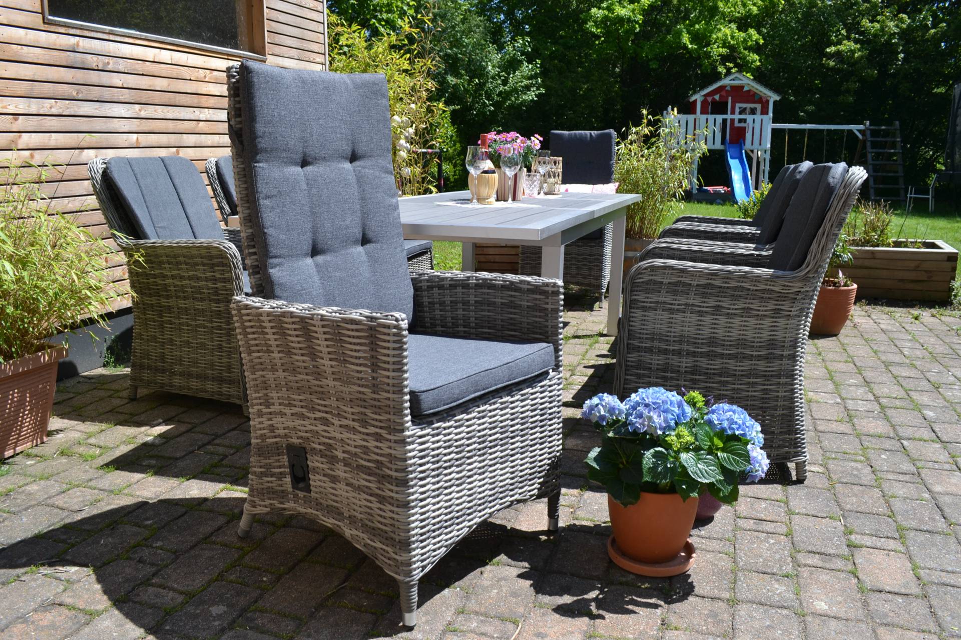 2 x Gartensessel Rick - Rückenlehne verstellbar im dunkelgrau-Mix incl. Polster 2 x Gartensessel Rick - Rückenlehne verstellbar im dunkelgrau-Mix incl. Polster