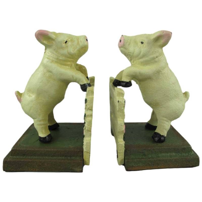 2er Set Buchstützen Gusseisen Schwein