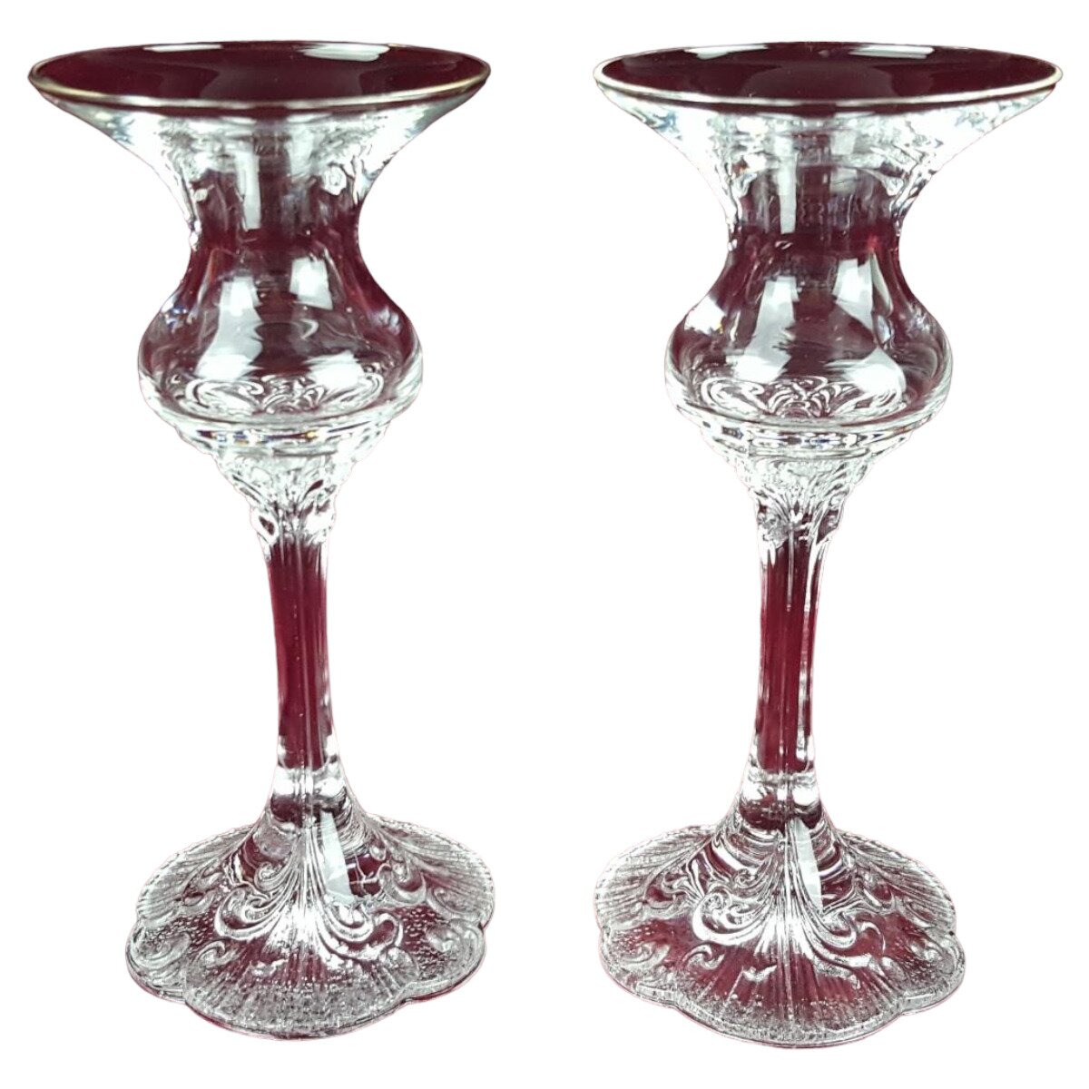 2er Set Kerzenhalter Kerzenständer Glas H 15,5 cm