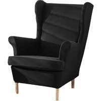 2er-Set Schutzhüllen für Ohrensessel – dehnbar – mit Armlehnen – einfarbig – mit elastischem Saum – für Wohnzimmer und Schlafzimmer – Schwarz 2er-Set Schutzhüllen für Ohrensessel – dehnbar – mit Armlehnen – einfarbig – mit elastischem Saum – für Wohnzimmer und Schlafzimmer – Schwarz