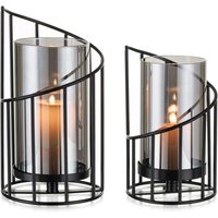 2er-Set moderner schwarzer Deko-Teelichthalter: 2er-Set Kerzenhalter aus Metall für draußen, Tischdeko, Wohnzimmer, Bad, Garten, Teelichthalter für 2er-Set moderner schwarzer Deko-Teelichthalter: 2er-Set Kerzenhalter aus Metall für draußen, Tischdeko, Wohnzimmer, Bad, Garten, Teelichthalter für