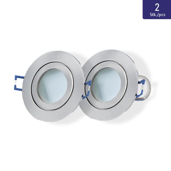 2x LED Decken-Spot in kalt-weiß mit silbernem Gehäuse IP44 2x LED Decken-Spot in kalt-weiß mit silbernem Gehäuse IP44