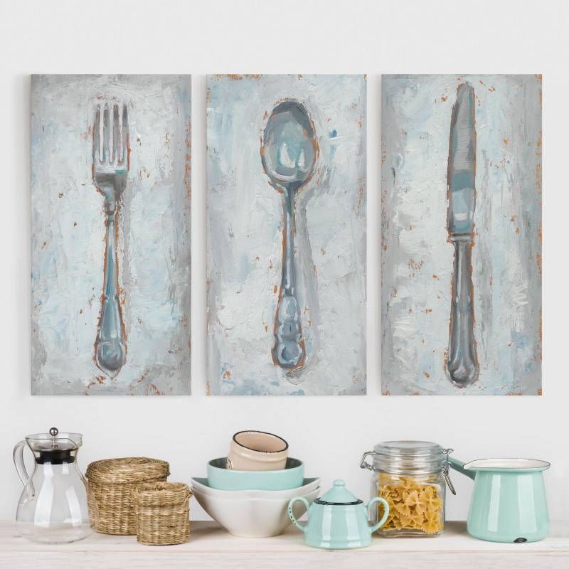 3-teiliges Leinwandbild Impressionistisches Besteck Set I