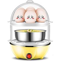 350 W elektrischer Eierkocher, 2 Schichten, 14 Eier Kapazität, automatische Abschaltung, für hartgekochte Eier, Spezialgeräte (Doppelschicht gelb)