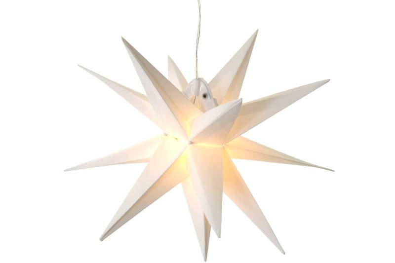 3D Leuchtstern Kunststoff 27 cm weiss batteriebetrieben mit Timer