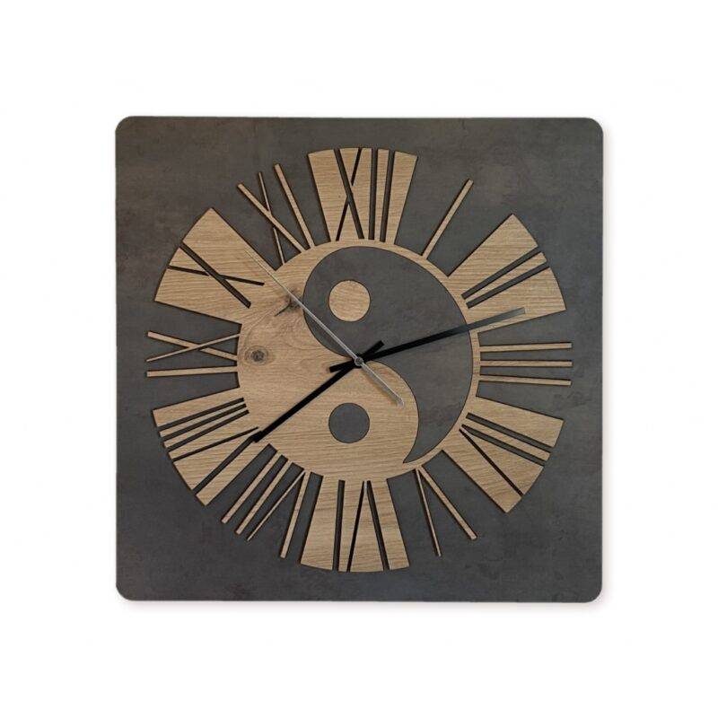 3D-Uhr Motiv "Jing Jang Schwarz" 40cm x 40cm