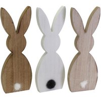 3er Set Holzfigur Hase 21 cm hoch 3 Dekore von Werner Voss 3 Dekore Natur / Weiss