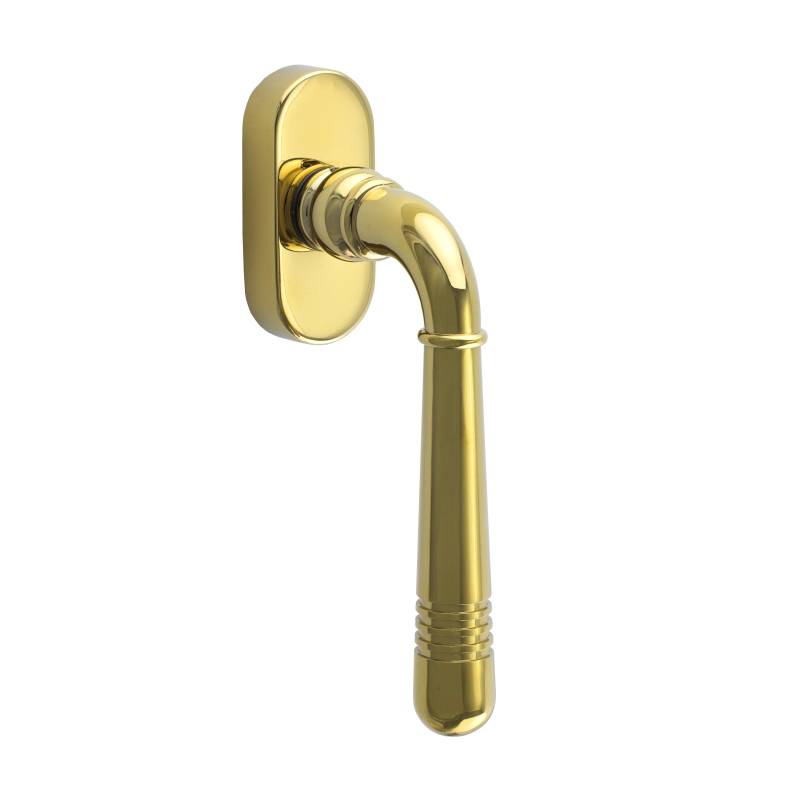 420.0049.21 Fenstergriff mit Rasterung Jugendstil Zamak Messing poliert 420.0049.21 Fenstergriff mit Rasterung Jugendstil Zamak Messing poliert